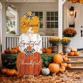 Weysat Metal Pumpkin Yard Sign Set, three colourful pumpkins with bracket