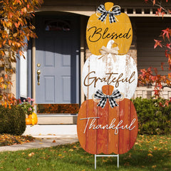 Weysat pumpkin yard sign displayed in a front yard