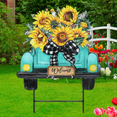 Weysat Sunflowers Yard Sign front view with vibrant truck and sunflower design