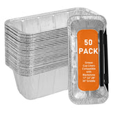 Whaleme 50-Pack Griddle Grease Cup Liners silver aluminum front view
