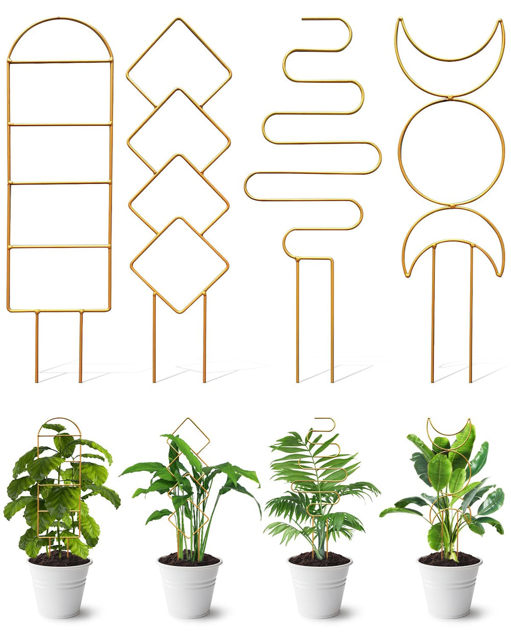 Whtawtaw 4 Pack Indoor Climbing Plant Trellis in Gold