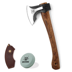 WICING Camping Hatchet 14.2-inch with leather sheath front view