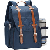 WICKERLAND Picnic Backpack with insulated cooler compartment, navy blue