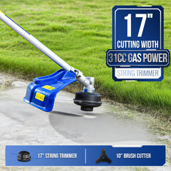 Wild Badger Power Gen2 Weed Wacker with 17-inch trimmer swath close-up