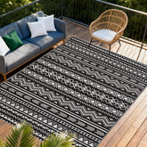 WILDROOTS Black and White Vertical Stripe Outdoor Rug 8x10 ft front view