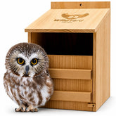 WildYard Barn Owl Nesting Box front view in cedar