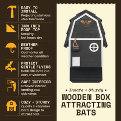 WildYard Big Bat Barn Junior black bat house showing grippable landing pad