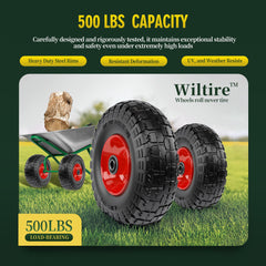 Wiltire solid replacement tire installed on a wheelbarrow