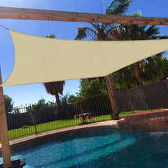 Windscreen4less 10' x 12' beige sun shade sail front view