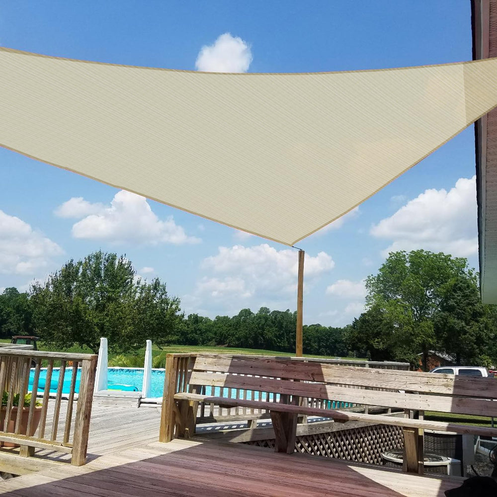 Windscreen4less 12' x 12' x 12' Sun Shade Sail beige front view