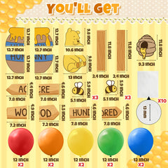 Winnie themed honey jars and bee cutouts in decoration kit