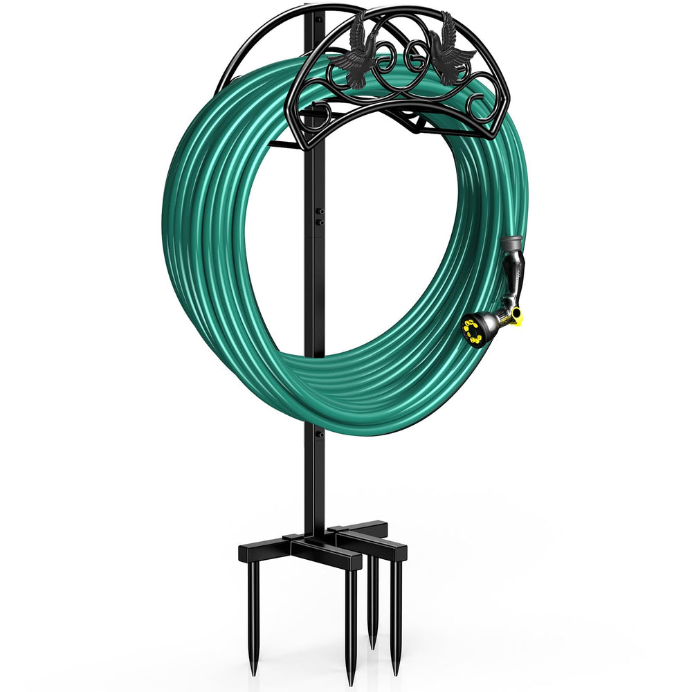 Winpull Garden Hose Holder front view with decorative birds and vines