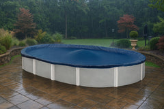 Winter Block pool cover fitted on an aboveground pool
