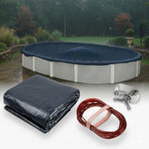 Winter Block Premium Winter Pool Cover solid blue front view