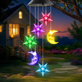 Winzwon Solar Moon Star Wind Chimes in multicolor hanging outdoors