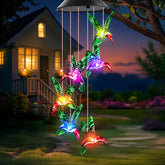 Winzwon Solar Wind Chimes green hummingbird design front view