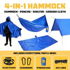 Wise Owl Outfitters camping hammock set up as a shelter tarp