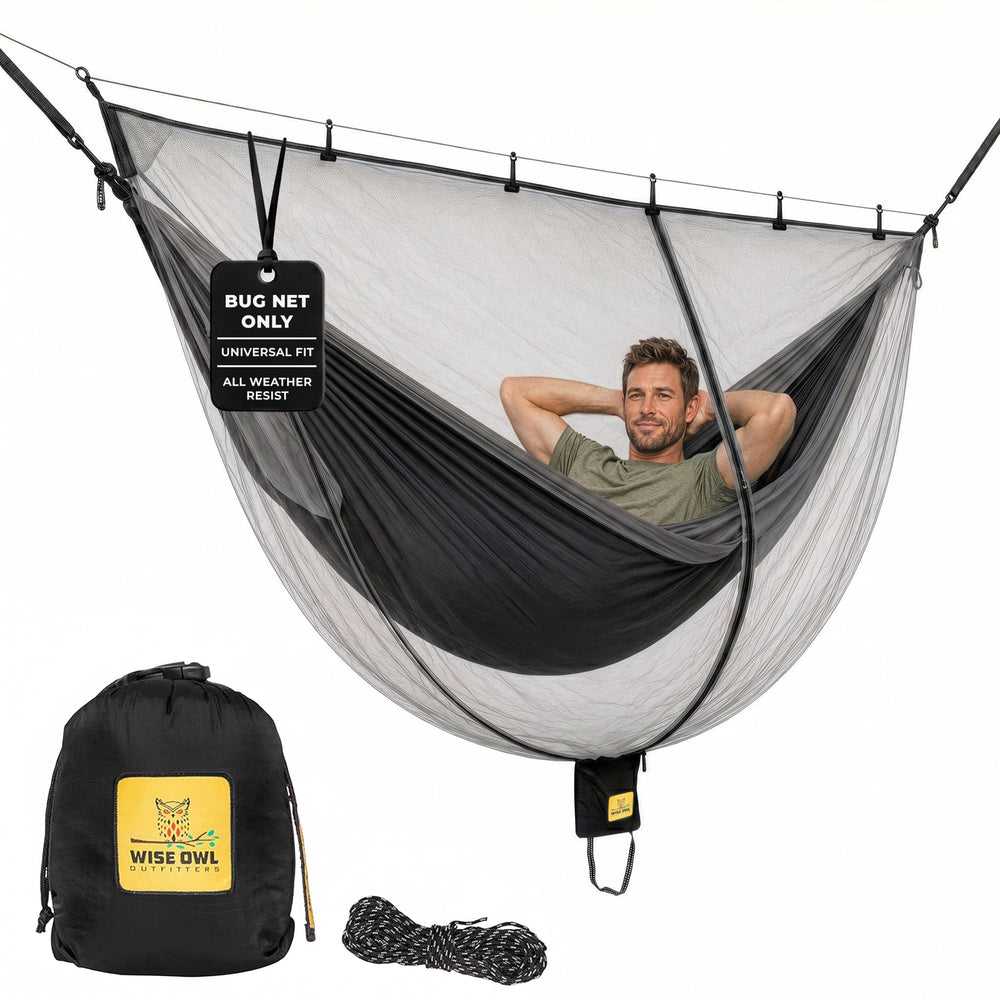Wise Owl Outfitters Hammock Bug Net front view in black