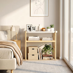 Wisuce Bamboo Plant Stand with plants displayed on shelves