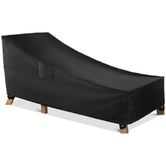 WLEAFJ Patio Chaise Lounge Cover front view, black fabric