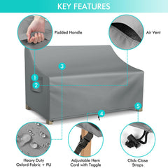 WLEAFJ Waterproof Patio Sofa Cover grey on outdoor furniture