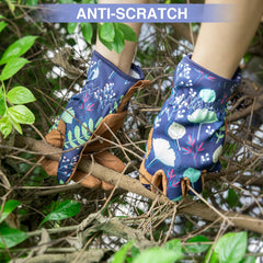 WOHEER Leather Gardening Gloves for Women, back view showing breathable fabric