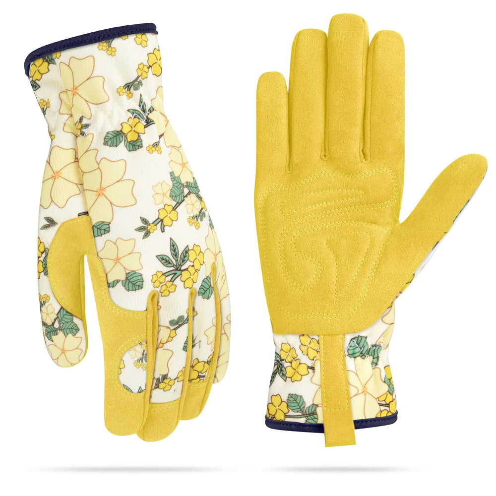 WOHEER Women's Gardening Gloves front view in yellow
