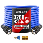 WOJET 25ft flexible pressure washer hose front view