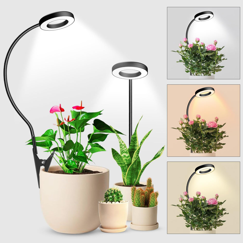 wolezek 2 in 1 Grow Lights for Indoor Plants, black model front view