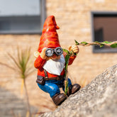 WONDHOME Hanging Gnome Garden Statue front view with telescope