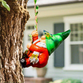 WONDHOME Hanging Gnome Lady Statue climbing with butterfly on nose