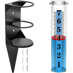 WondMall 7-inch rain gauge with metal rack holder front view