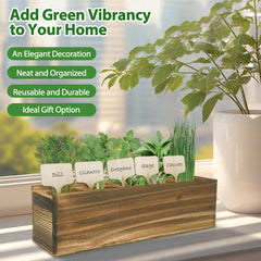 Wooden box for ROOTCRAFT Herb Garden Planter Kit with herbs growing