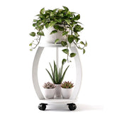 WooOrganix 2 Tier Wooden Plant Stand front view with white finish