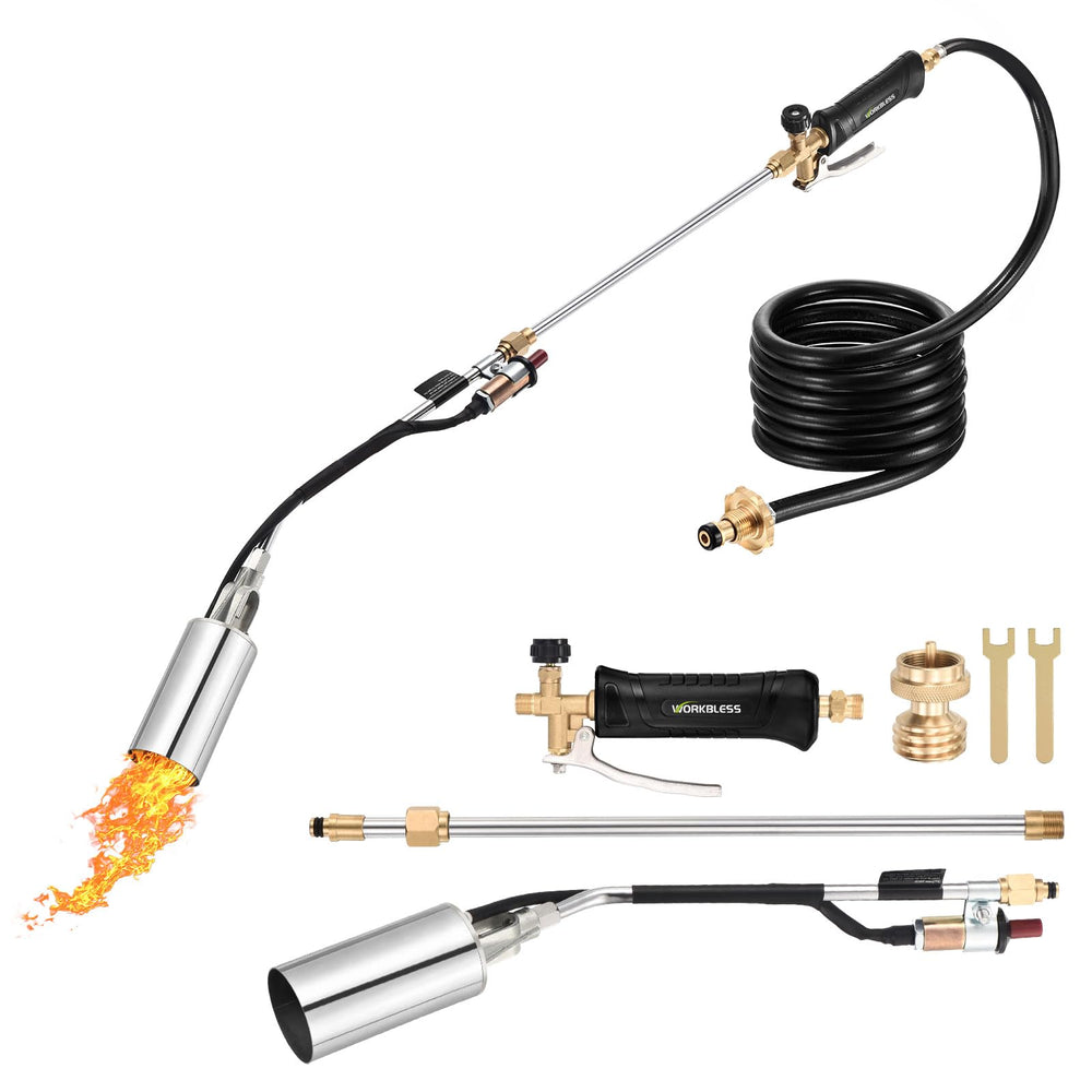WorkBless Propane Torch Weed Burner front view with hose