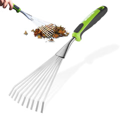 WORKPRO 16-inch hand rake front view with ergonomic handle