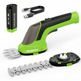 WORKPRO 2-in-1 Cordless Hedge Trimmer front view with battery