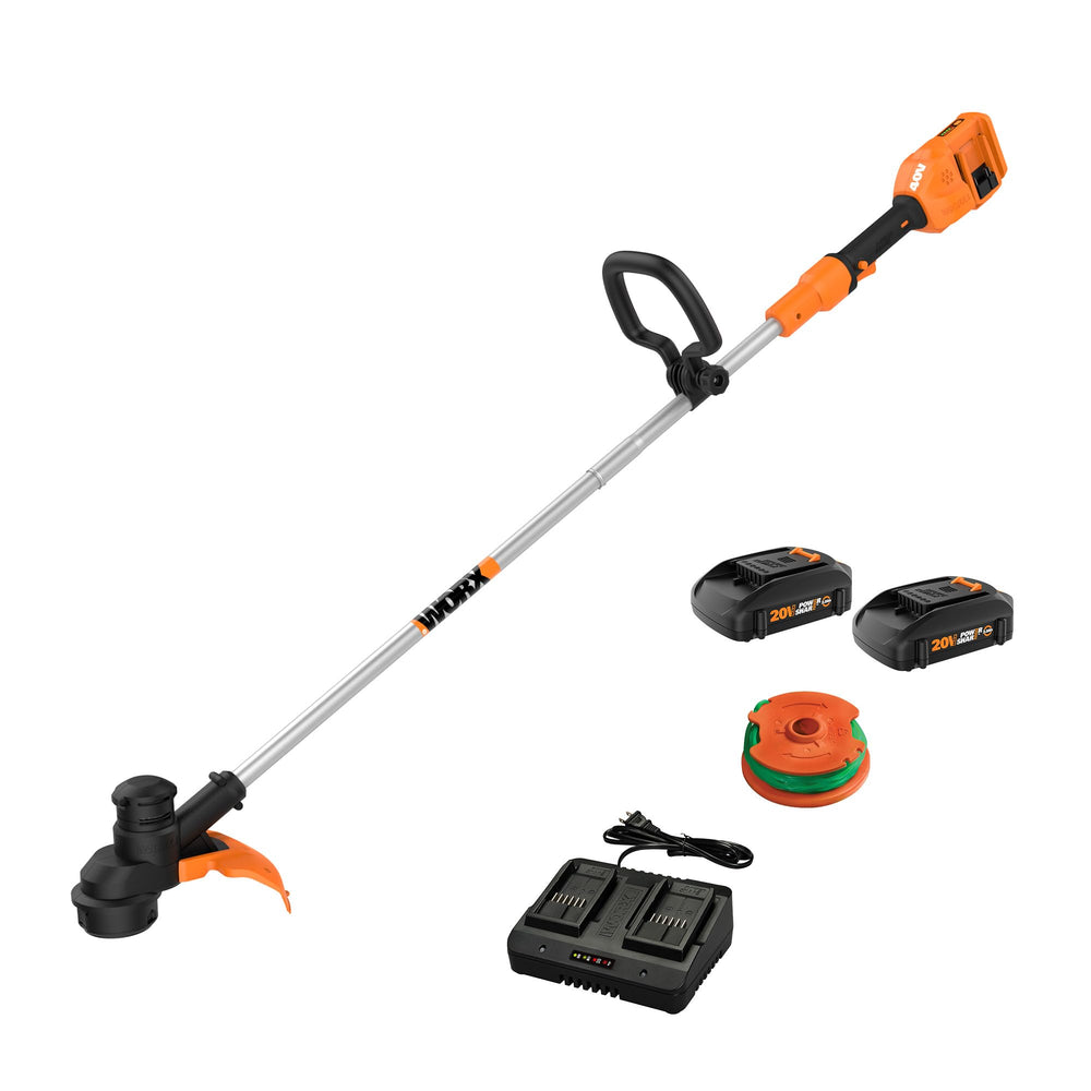 WORX 13-Inch Cordless String Trimmer, Black and Orange front view
