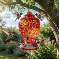 WOSIBO Hummingbird Feeder side view showing the glass texture