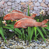 Wosuine Koi Fish Garden Statue in copper colour, front view