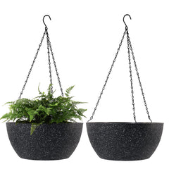 WOUSIWER 13 inch hanging planter front view with black speckles