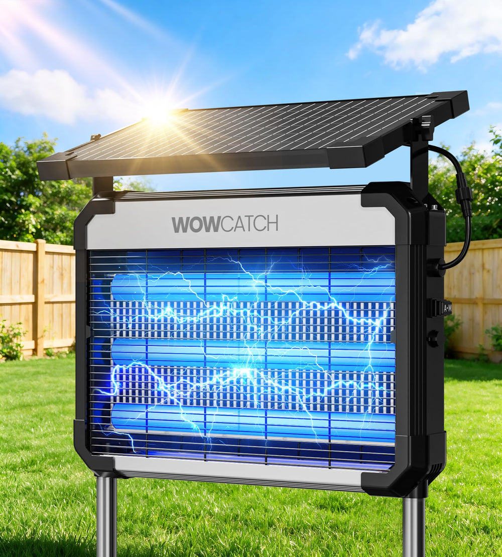 WowCatch Solar Bug Zapper outdoor view with solar panel
