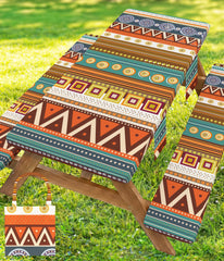 Wrakus Fitted Picnic Table Cover with Bench Covers front view