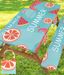 Wrakus picnic table cover set with bench covers in green watermelon