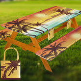 Wrakus Picnic Table Cover Set with red and blue sea design