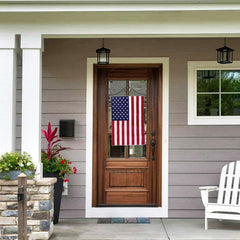 Wrought iron flag hanger with American Flag garden flag