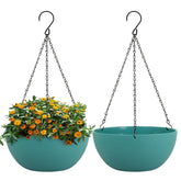 WSMKSZ 10-inch blue-green hanging planter front view with chain