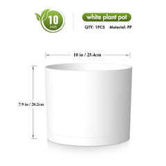 WSMKSZ 10 inch round plastic plant pot with saucer
