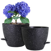 WSMKSZ 10 inch self-watering pot speckled black front view