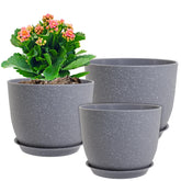 WSMKSZ 10 inch speckled grey plant pot front view